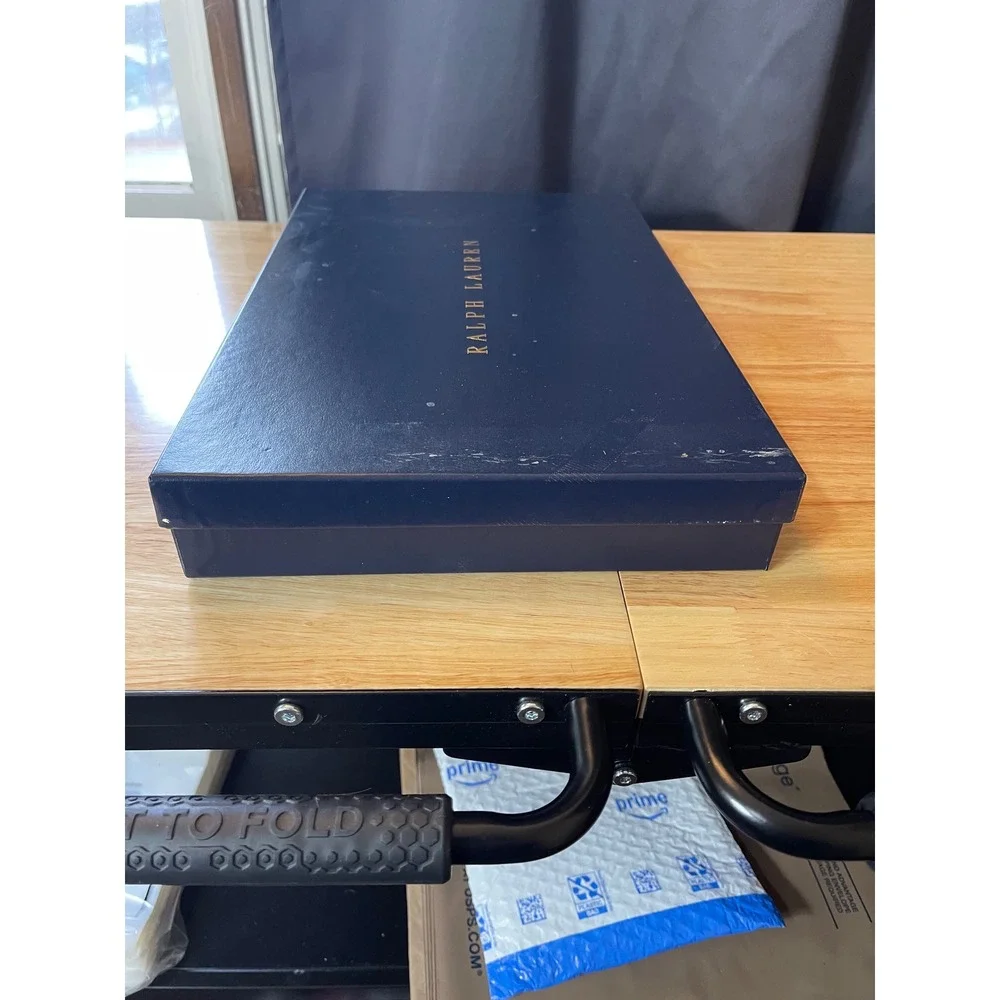 Ralph Lauren Navy Blue Large Gift Box Gold‎ Logo Tissue Ribbon 17x11.5x2
